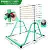 kechery Foldable & Moveable Gymnastics Horizontal Bar with Rings,3to 5Adjustable Height Expandable Junior Kip Bar for Home,Indoor Gym Equipment for Kids(Foldable Green with Rings) view 3
