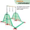 kechery Foldable & Moveable Gymnastics Horizontal Bar with Rings,3to 5Adjustable Height Expandable Junior Kip Bar for Home,Indoor Gym Equipment for Kids(Foldable Green with Rings) view 4