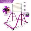 kechery Foldable & Moveable Gymnastics Horizontal Bar with Rings,3to 5Adjustable Height Expandable Junior Kip Bar for Home,Indoor Gym Equipment for Kids (Foldable Purple with Rings) view 3