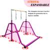 kechery Foldable & Moveable Gymnastics Horizontal Bar with Rings,3to 5Adjustable Height Expandable Junior Kip Bar for Home,Indoor Gym Equipment for Kids (Foldable Purple with Rings) view 4