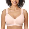 DELIMIRA Women's Front Closure Posture Wireless Back Support Full Coverage Bra Apricot Pink 36F view 2