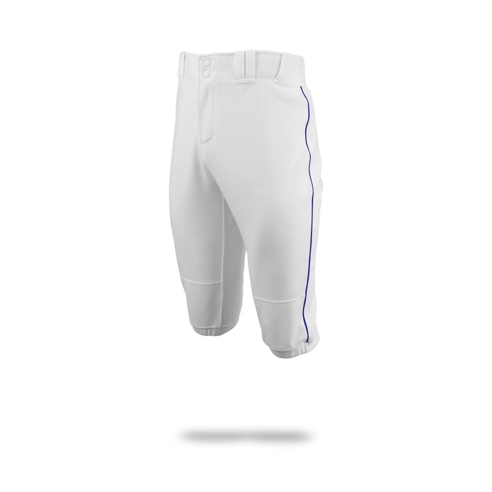 MARUCCI Adult EXCEL Double-Knit Piped Baseball Short Pant, White/Navy Blue, Adult Small