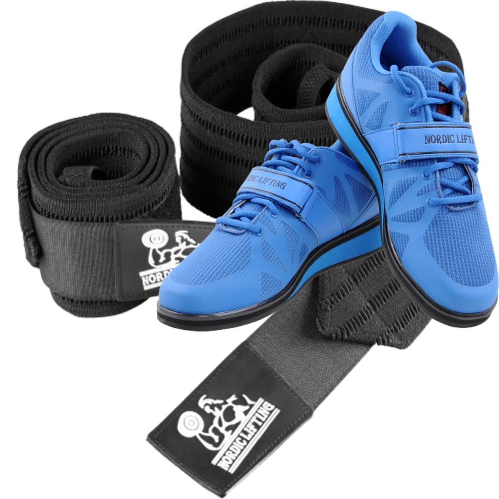 Nordic Lifting Super Heavy Duty Wrist Wraps Multi-Purpose Bundle with Shoes Megin Size 7 - Blue