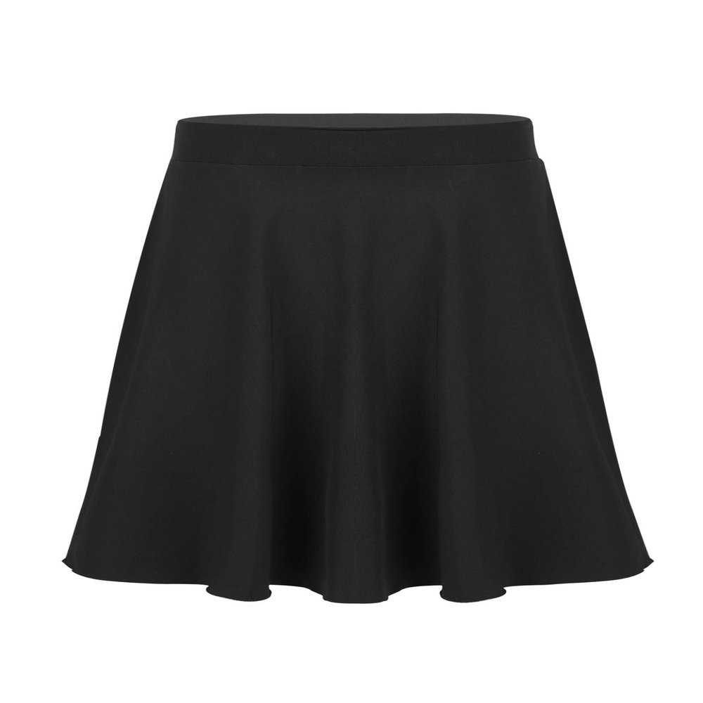 Nikiikoo Kids Girls A-Line Pleated Flared Skater Skirt Knee Length High Waist Skirts School Uniform Casual Daily Dress Black 6 Years