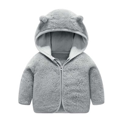 Toddler Baby Boys Girls Winter Windproof Hooded Coat Jacket Warm Fleece Outerwear Floral Jackets for (Grey, 3-6 Months)