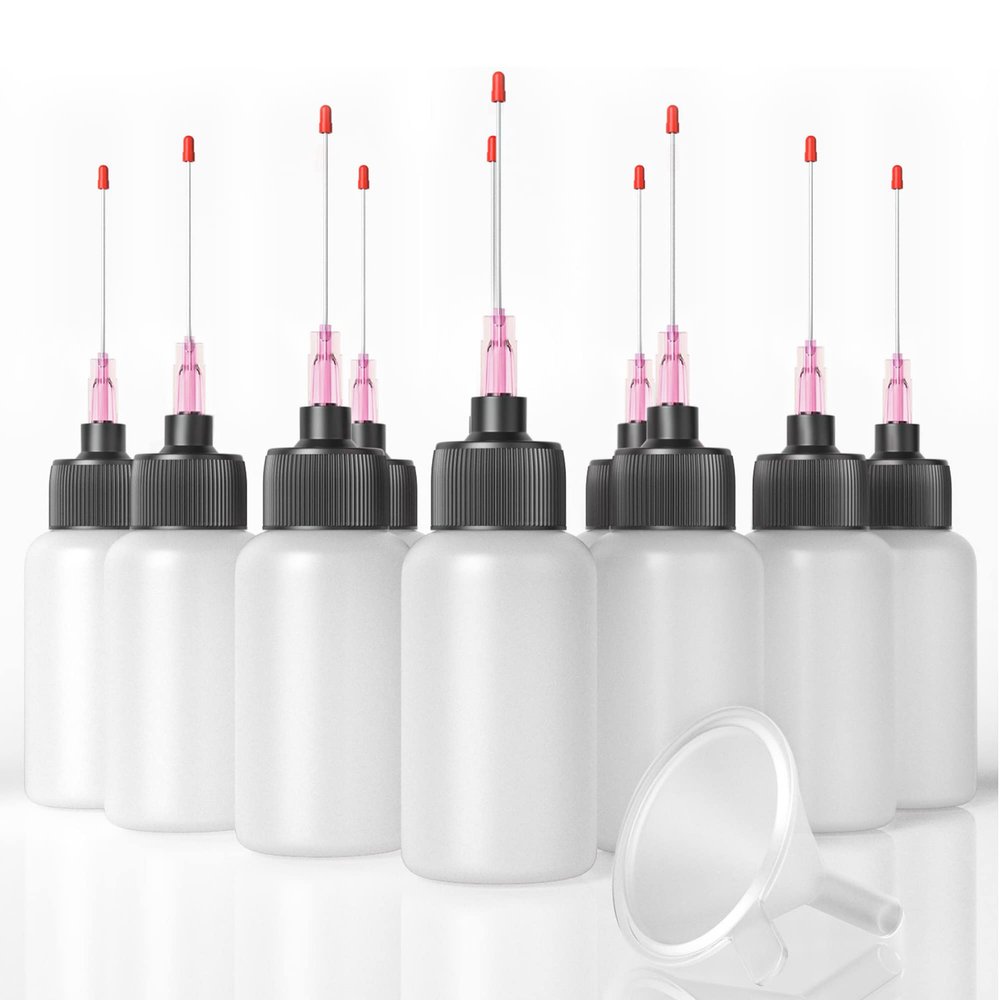 TITGGI 10 Pcs Needle Oiler (1 OZ), Precision Tip Applicator Bottle, LDPE Gun Oil Bottle with Extra Long 1.5 Inch Stainless Needle Tip Easy to Use for Crafts, Hinges, Sewing Machines and More