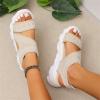 Comfortable Slingback Sandals for Women Summer Mesh Wedges Sport Sandals Stretch Fish Mouth Knit Sandals Casual Open Toe Walking Shoes,Beige,US11/EU42 view 1