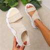 Comfortable Slingback Sandals for Women Summer Mesh Wedges Sport Sandals Stretch Fish Mouth Knit Sandals Casual Open Toe Walking Shoes,Beige,US11/EU42 view 4