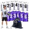 PULUOMASI Sports Pinnies-Numbered Practice Vest Pennies for Soccer Basketball Jersey Bibs -Set of 12/Youth Adults Team PurpleWhite2 XL view 1