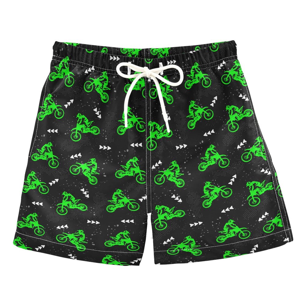 Aflyko Board Shorts Green Motocross Swim Trunk Toddler Bathing Suit Boys Girls Beach Swimwear Quick Dry Swimming Shorts All Day Shorts Gym Shorts XL