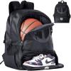 Basketball Bag Backpack for Men Women with Ball & Shoes Compartment 30L Capacity Lightweight Breathable Boys Girls Soccer Ball Bag Backpack Fit Volleyball Football Sports Travel School Gym Black view 1