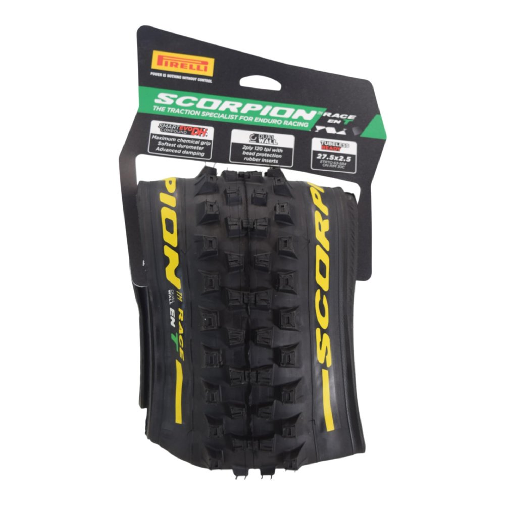 Pirelli Scorpion Race Enduro T Mountain Bicycle Tire (27.5" x 2.5) Superior Traction & Control for Intermediate Terrains, Tubeless Ready, SmartEVO DH, DualWall, 60 TPI (1 Tire)