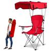 Moclever Folding Canopy Camp Chair  Heavy Duty Beach Chair with Sun Protection, Cup Holder & Padded Armrests for Outdoor Camping, Lawn, Park, Patio (Red) view 1