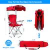 Moclever Folding Canopy Camp Chair  Heavy Duty Beach Chair with Sun Protection, Cup Holder & Padded Armrests for Outdoor Camping, Lawn, Park, Patio (Red) view 3