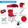 Moclever Folding Canopy Camp Chair  Heavy Duty Beach Chair with Sun Protection, Cup Holder & Padded Armrests for Outdoor Camping, Lawn, Park, Patio (Red) view 4