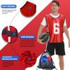 PULUOMASI Sports Pinnies-Numbered Practice Vest Pennies for Soccer Basketball Jersey Bibs -Set of 12/Youth Adults Team BlueRed2 M view 3