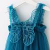 Toddler Girls Short Sleeve Dresses Kids Cartoon Dinosaur Floral Printed Tulle Summer Dresses Little (Blue, 6-12 Months) view 2