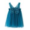 Toddler Girls Short Sleeve Dresses Kids Cartoon Dinosaur Floral Printed Tulle Summer Dresses Little (Blue, 6-12 Months) view 3