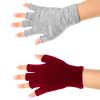 SATINIOR 4 Pairs Winter Half Finger Gloves Knitted Fingerless Mittens Warm Stretchy Gloves for Men and Women (Light Grey, Light Khaki, Red, White) view 2