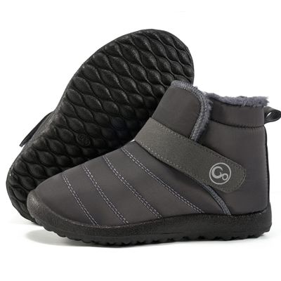 Aomigoct Boys Girls Winter Snow Boots: Waterproof Toddler Little Kid Boot with Fur Lined Easy Handles Unisex Child Warm Booties Comfortable Non Slip Walking