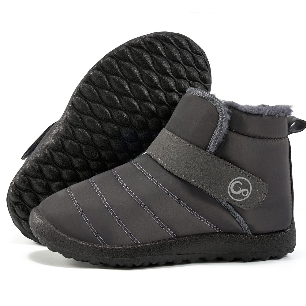 Aomigoct Boys Girls Winter Snow Boots: Waterproof Toddler Little Kid Boot with Fur Lined Easy Handles Unisex Child Warm Booties Comfortable Non Slip Walking