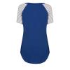 Cotton Maternity Nursing Tops Short Sleeve Breastfeeding Clothes Shirt Stripe Round Neck Blouse with Pocket Blue view 2