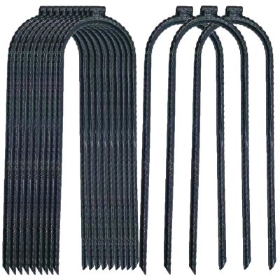 Coffken Heavy Rebar Trampoline Wind Stakes with Flat Welded Head,10x3x0.32 Wind Stake,Safety Ground Anchor for Securing Trampoline, Tents, Fences, Tarps, Garden Cloth, Hoses and More (16)