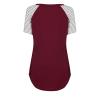 Cotton Maternity Nursing Tops Short Sleeve Breastfeeding Clothes Shirt Stripe Round Neck Blouse with Pocket, Red, XX-Large view 3