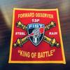 Bayonet Design - FIST - Forward Observer Embroidered Patch - Large Red Background - 4 1/4" X 4" King of Battle - Wax Backing with merrowed Edge - FO - Artillery Spotter view 3