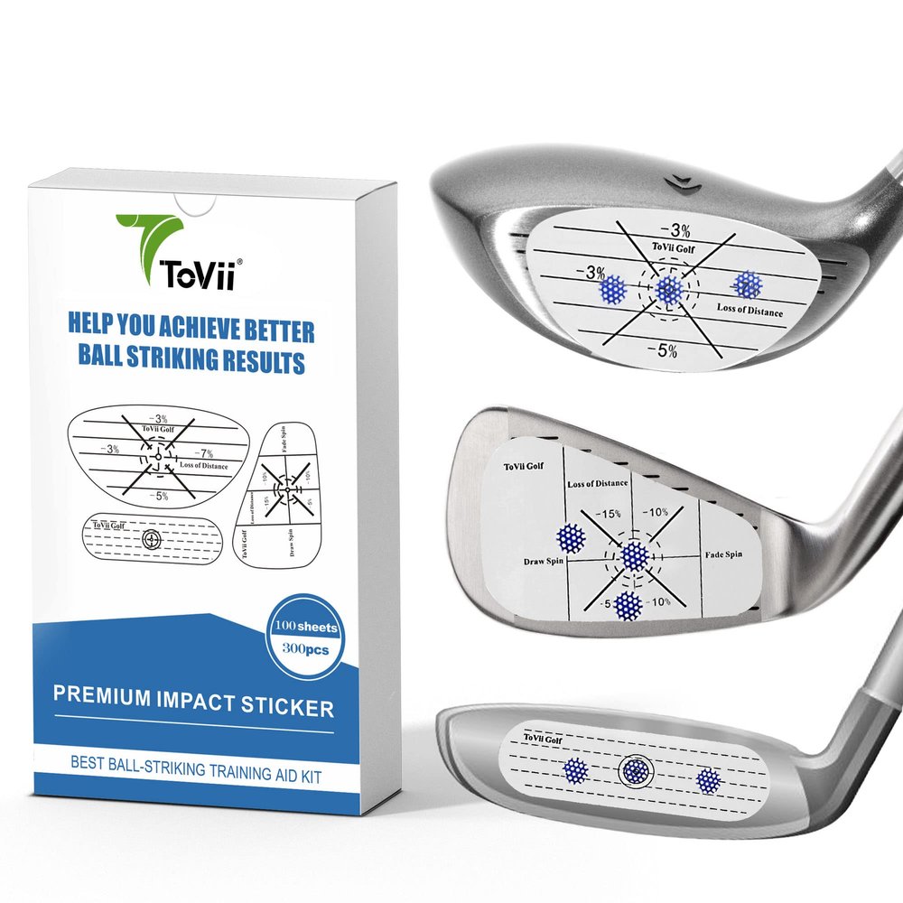 ToVii 300Pcs ~600Pcs Golf Impact Tape Set, Self-Teaching Sweet Spot and Shot Consistency Analysis, Club Impact Stickers for Woods Irons and Putters Golf Accessories for Men