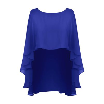 Elegant Womens Ladies Soft Wedding Capes Wedding Jacket Wraps Chiffon Shrug Bridal Long Shawl and Wraps Cover Up Blue One Size