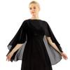 Elegant Womens Ladies Soft Wedding Capes Wedding Jacket Wraps Chiffon Shrug Bridal Long Shawl and Wraps Cover Up Blue One Size view 3