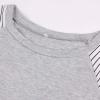 Cotton Maternity Nursing Tops Short Sleeve Breastfeeding Clothes Shirt Stripe Round Neck Blouse with Pocket Gray XX-Large view 2