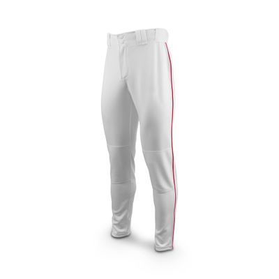 MARUCCI Youth EXCEL Double-Knit Piped Baseball Pant, White/RED, Youth Small