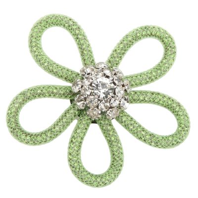 Rhinestones Shoe Clips, 3pcs Floral Shoe Clips Flowers Shoe Buckles Rhinestone Brooches Shoes Bag Dress Decoration(Green)