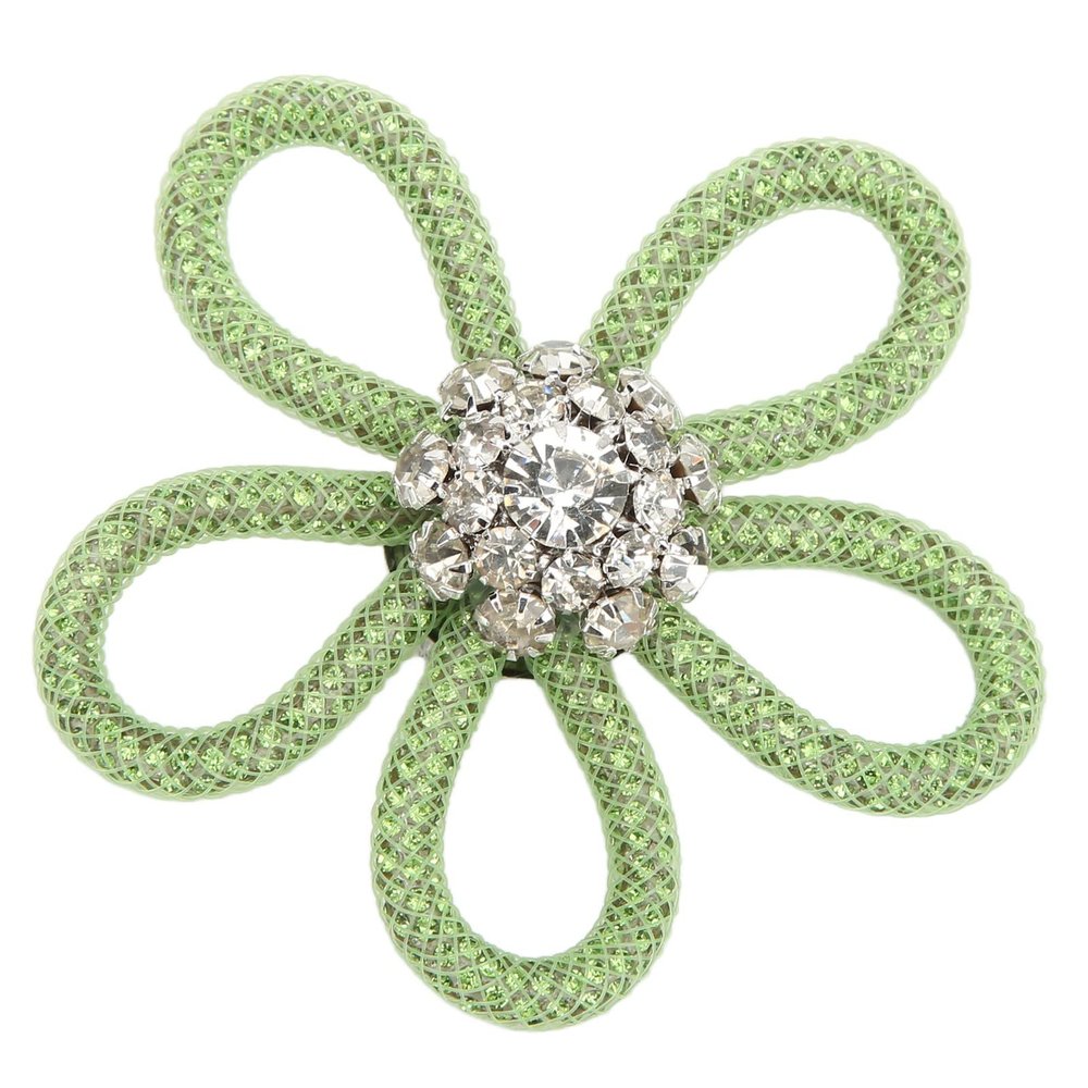 Rhinestones Shoe Clips, 3pcs Floral Shoe Clips Flowers Shoe Buckles Rhinestone Brooches Shoes Bag Dress Decoration(Green)