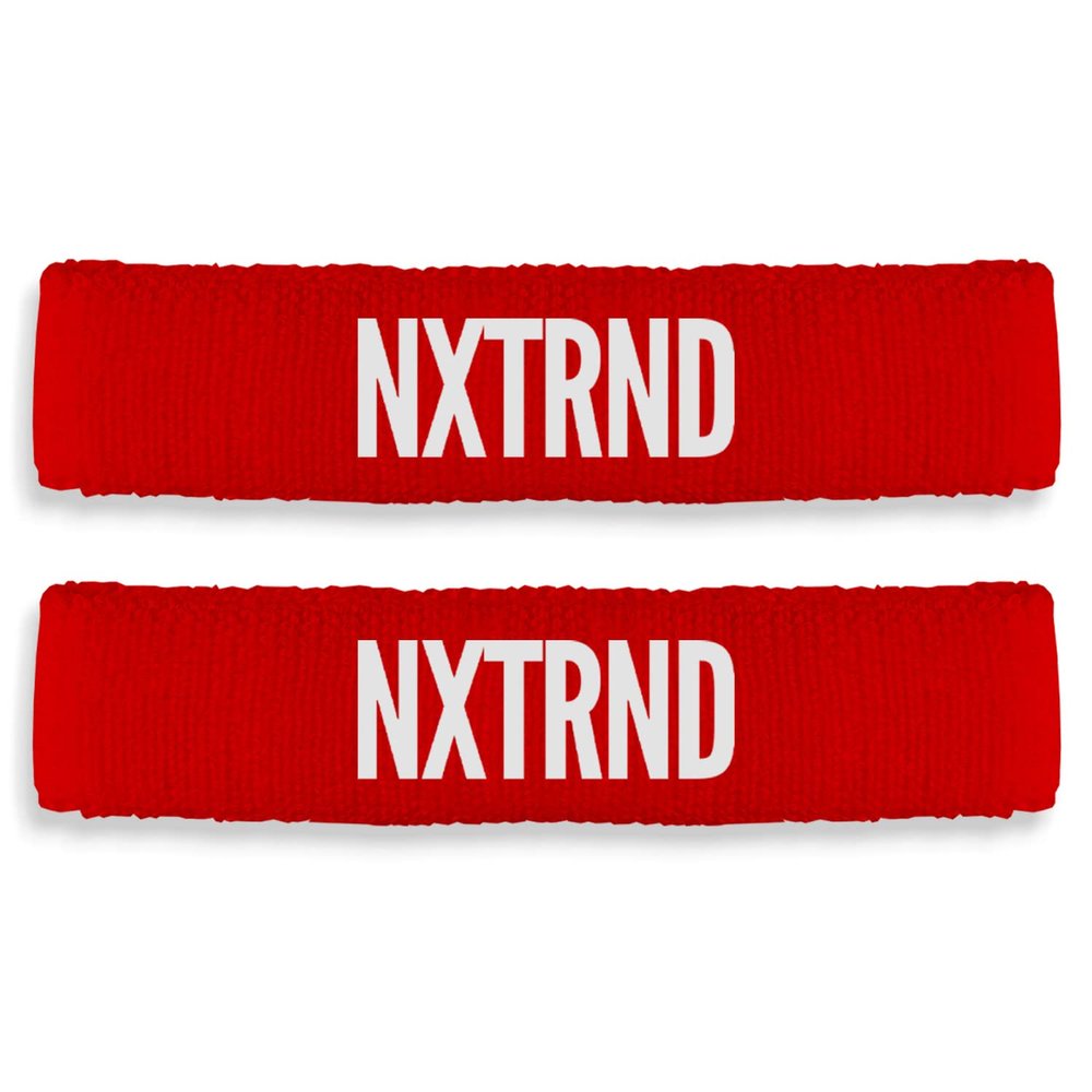 1 Pair Nxtrnd Bicep Bands, Sweat-Absorbent Arm Sweatbands, Football Accessory (Red)