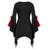Women Gothic Sequin Tops Butterfly Sleeve Steampunk Victorian Renaissance Blouse Flowy Lace Up Corset Shirt Red view 2