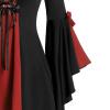Women Gothic Sequin Tops Butterfly Sleeve Steampunk Victorian Renaissance Blouse Flowy Lace Up Corset Shirt Red view 3