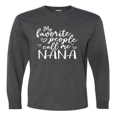 3X-Large Black Heather Mens My Favorite People Call Me Nana Gift for Grandma Long Sleeve T-Shirt