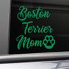 Boston Terrier Mom Vinyl Decal Laptop Car Truck Bumper Window Sticker, 5.5" x 5", Green view 1