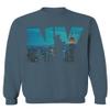 0499. Cool Graphic NY Manhattan New York City Liberty Statue NYC Skyline Streetwear Men's Crewneck Sweatshirt (Indigo Blue Medium) view 1