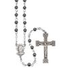 4mm Hematite Stone Bead Rosary in a Grey Velvet Box view 1