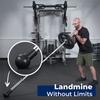 Barbell Bomb by ABMAT - Turn any surface into a Barbell Landmine exercise - Presses, Rows, Rotation, Split Squats, Lumberjacks and more. Black, One-piece molded foam. Patent Pending. view 2