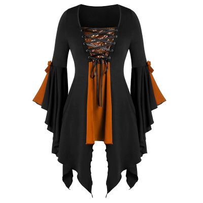 Women Gothic Sequin Tops Butterfly Sleeve Steampunk Victorian Renaissance Blouse Flowy Lace Up Corset Shirt Yellow