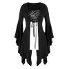 Women Gothic Sequin Tops Butterfly Sleeve Steampunk Victorian Renaissance Blouse Flowy Lace Up Corset Shirt White view 1