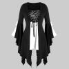 Women Gothic Sequin Tops Butterfly Sleeve Steampunk Victorian Renaissance Blouse Flowy Lace Up Corset Shirt White view 3