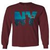0499. Cool Graphic NY Manhattan New York City Liberty Statue NYC Skyline Streetwear Men's Long Sleeve t Shirt (Maroon Large)
