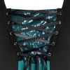 Women Gothic Sequin Tops Butterfly Sleeve Steampunk Victorian Renaissance Blouse Flowy Lace Up Corset Shirt Green view 4