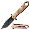 Tac-Force Folding Knife  Black Oxidized Stainless Steel Tanto Blade, Tan Textured Aluminum Handle w/Pocket Clip, Liner Lock, Tactical, EDC, Rescue - TF-1042TN view 1